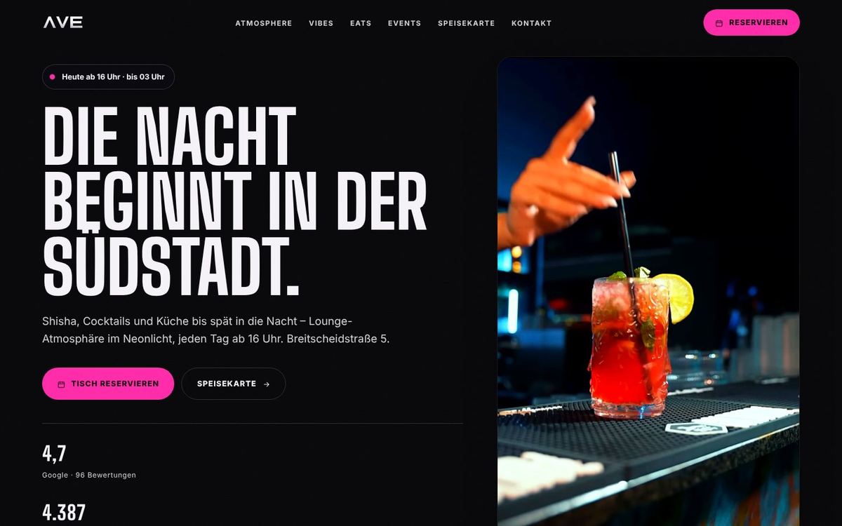 Website-Konzept für eine Shisha-Lounge