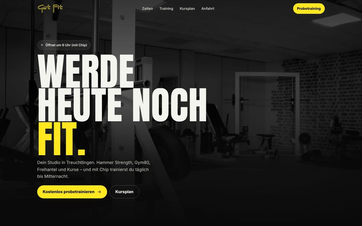 Website-Konzept für ein Fitnessstudio