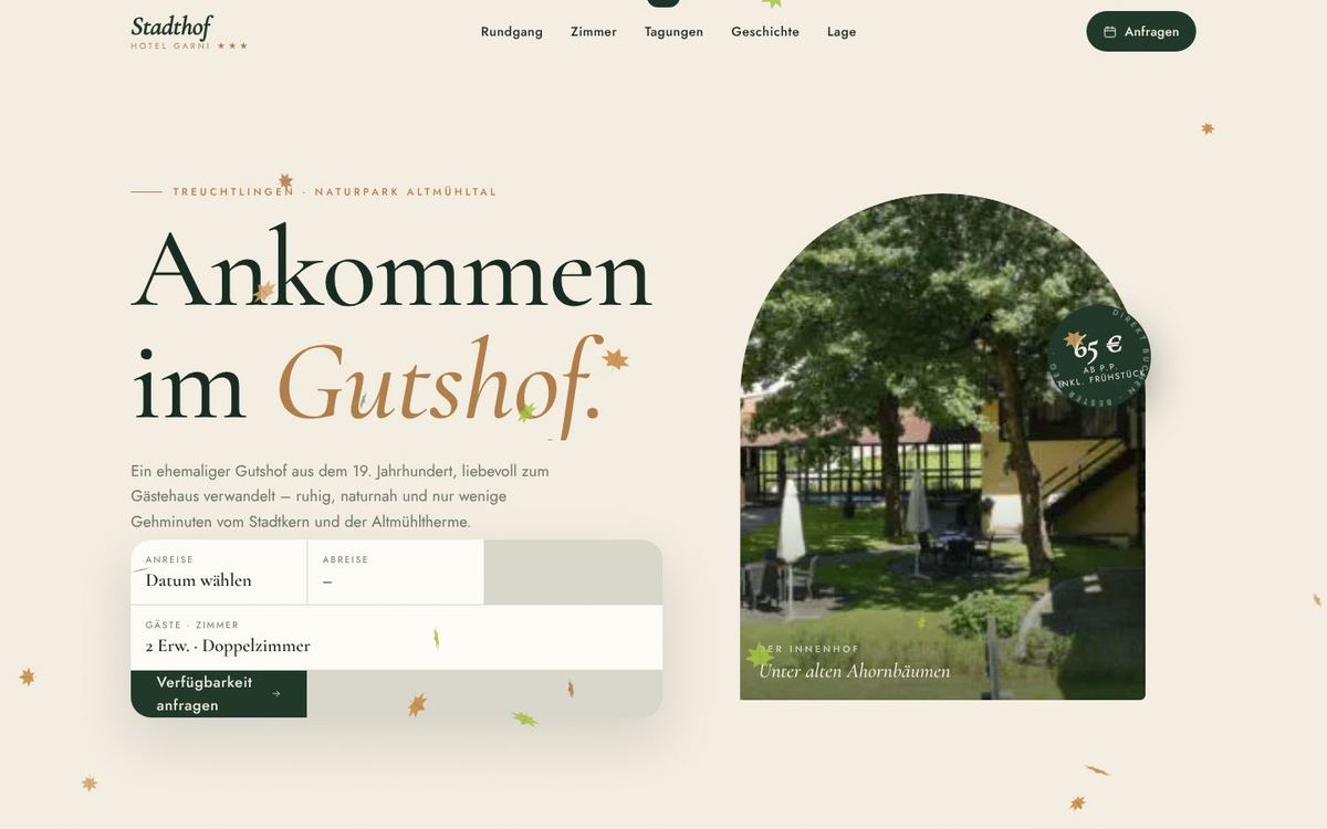 Website-Konzept für ein Gästehaus